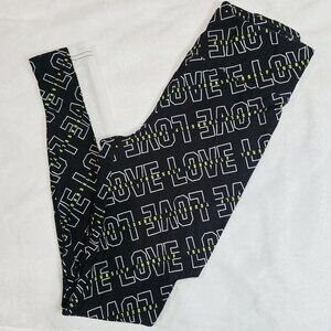 No Boundaries ✦ Love Yourself Leggings ✦ M Black/White Neon Print Stretchy EUC